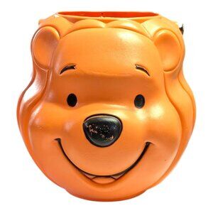 Vtg Disney Winnie The Pooh Halloween Pumpkin Blow Mold Candy Pail Bucket